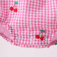 Pink cherry gingham ruffle bubble
