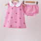 Pink cherry gingham bloomer set
