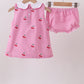 Pink cherry gingham bloomer set