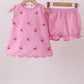 Pink cherry gingham shorts set