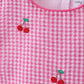 Pink cherry gingham shorts set