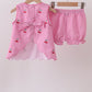 Pink cherry gingham shorts set