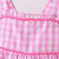 Pink gingham ruffle tiered dress