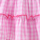 Pink gingham ruffle tiered dress