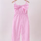 Pink bow gingham jumpsuit