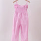 Pink bow gingham jumpsuit