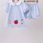 Blue Apple pencil Embroidery Bloomer Set