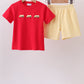 Red School bus Applique Set