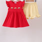Red School bus Smocked Ruffle Shorts set