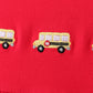 Red School bus Smocked Ruffle Shorts set