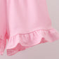 Pink Apple Pencil Embroidery Short Set