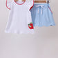 Blue Apple Applique Skorts Set
