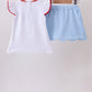 Blue Apple Applique Skorts Set