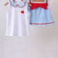Blue Scalloped Apple Bow Skorts Set