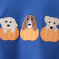 Royal blue puppy pumpkin embroidery top