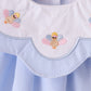 Blue turkey embroidery checkered ruffle bubble