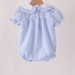 Blue turkey embroidery checkered ruffle bubble