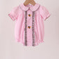 Pink turkey embroidery ruffle gingham bubble