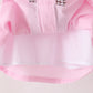 Pink turkey embroidery ruffle gingham dress