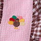 Pink turkey embroidery ruffle gingham dress