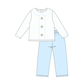 Blue turkey embroidery pants set