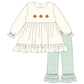 Beige turkey embroidery ruffle pants set