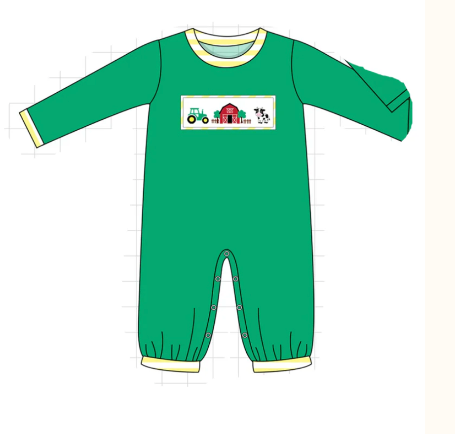 PRE-ORDER: Green Farm Cow Embroidery Collection