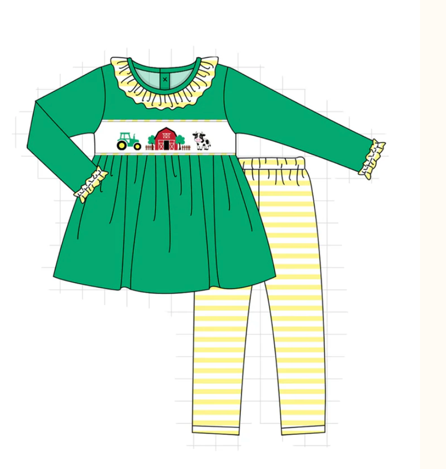 PRE-ORDER: Green Farm Cow Embroidery Collection