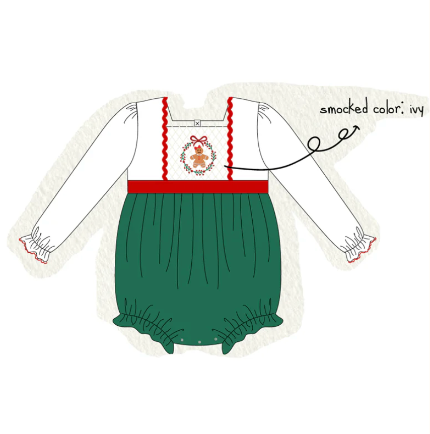 PRE-ORDER: Forest Christmas Gingerbread Smocked