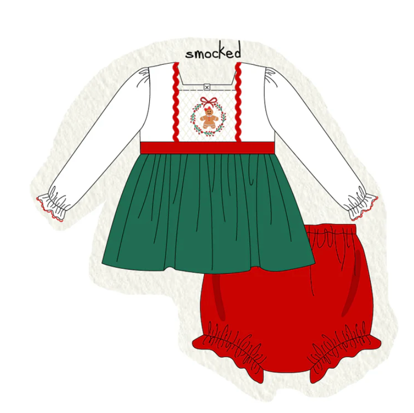 PRE-ORDER: Forest Christmas Gingerbread Smocked