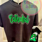 Cathedral Rhinestone Spirit Shirt (Black w/ Green writing)