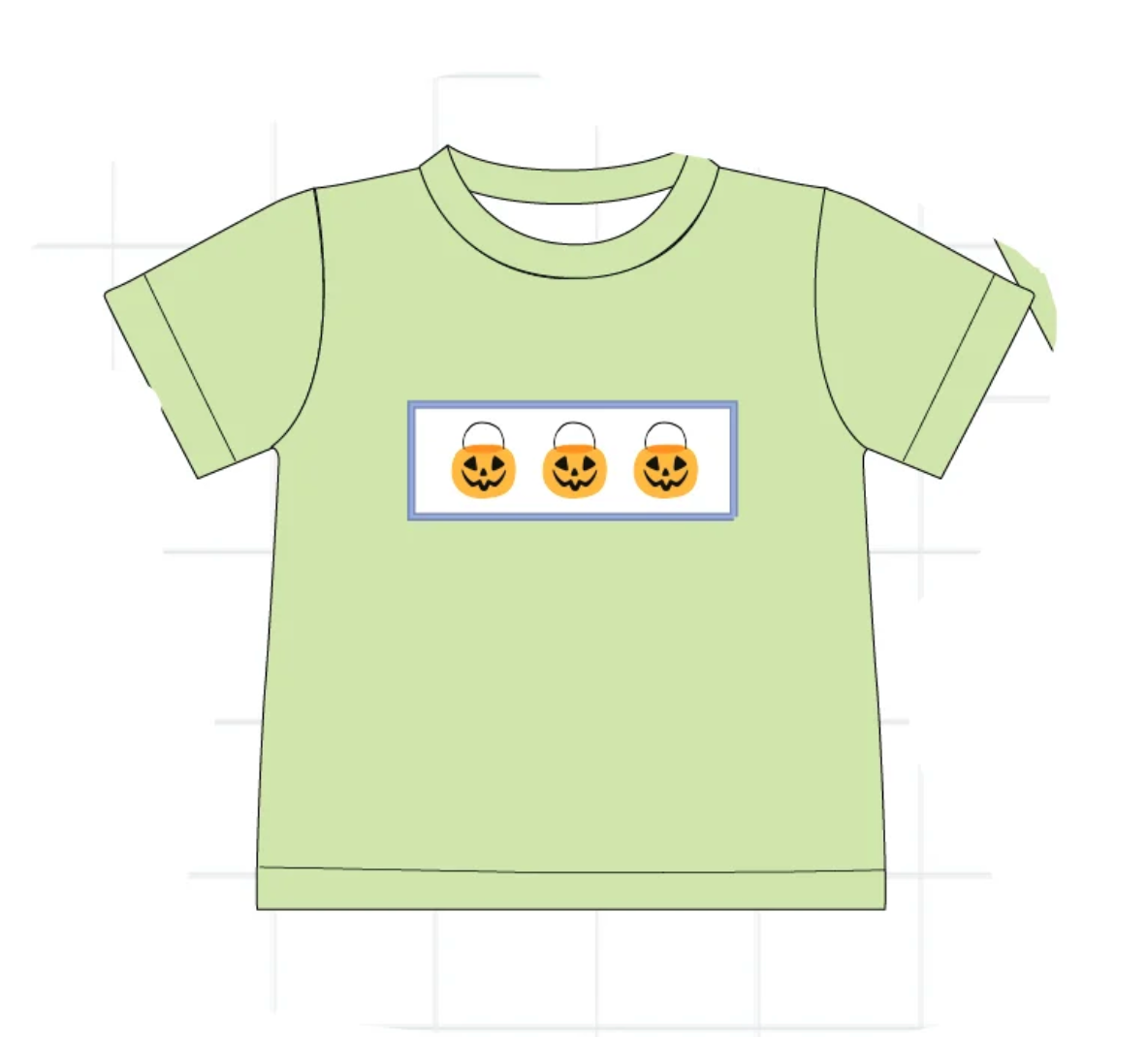 Green Halloween Pumpkin Embroidery T-Shirt - READY TO SHIP/PICKUP!