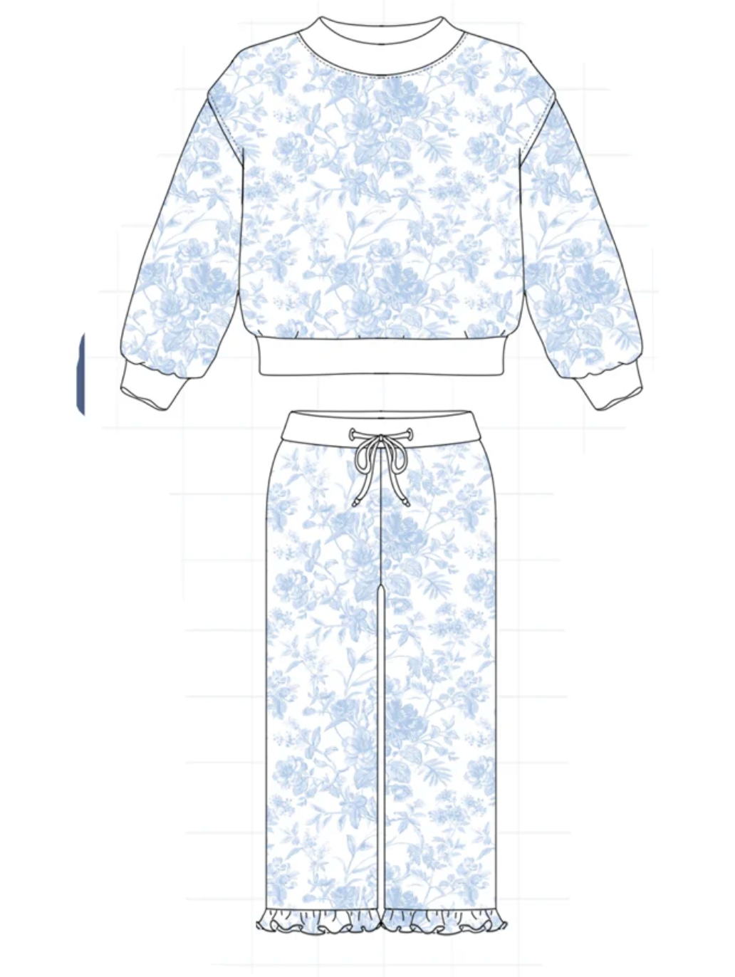 Blue Girls Floral Sweatsuit- READY TO SHIP/PICKUP!