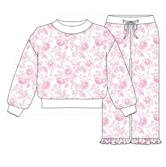Pink Girls Floral Sweatsuit - READY TO SHIP/PICKUP!