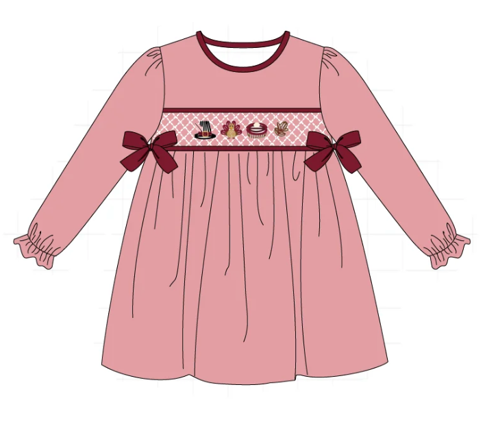 Pink Turkey Smocked Dress - READY TO SHIP/PICKUP
