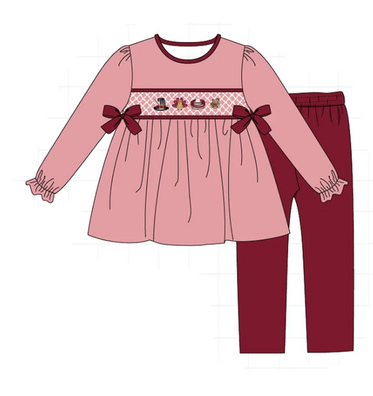 Pink Turkey Smocked Pant Set - READY TO SHIP/PICKUP