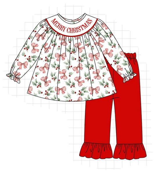 Merry Christmas Girl's Pant Set - READY TO SHIP/PICKUP