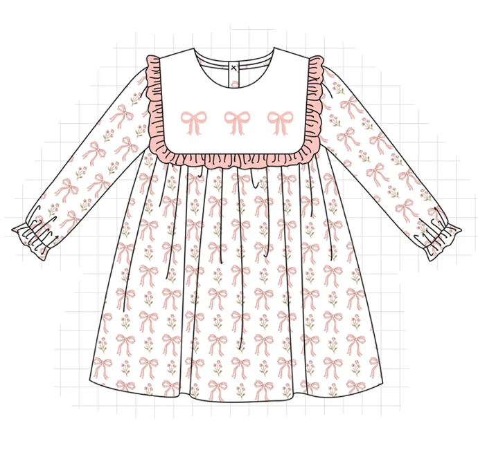 Pink Bow Ruffle Dress - READY TO SHIP/PICKUP