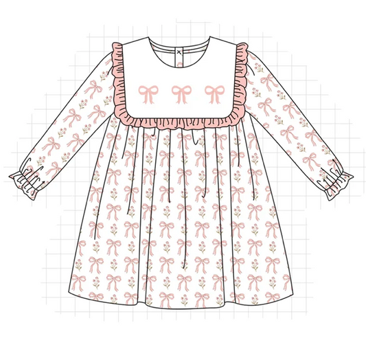Pink Bow Ruffle Dress - READY TO SHIP/PICKUP