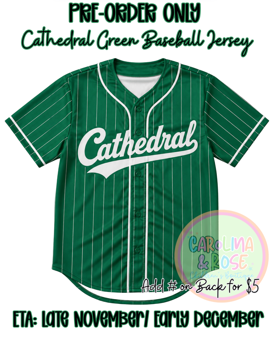 Cathedral Green Baseball Jersey *PRE-ORDER*