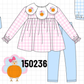 Pink Turkey Embroidery Gingham Pants Set