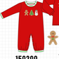 Red Gingerbread Tree Embroidery Romper
