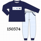 Navy Airplane Embroidery Pants Set