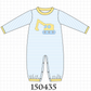 Blue Excavator Applique Stripe Romper