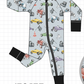 Black Racing Zip Bamboo Romper