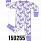 Purple Bow Zip Bamboo Romper