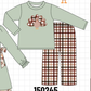 Sage Turkey Applique Plaid Pants Set